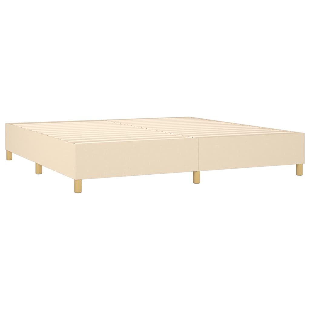 Boxspring met matras en LED stof crèmekleurig 200x200 cm is nu te koop bij PeponiXL, paradijselijk wonen!