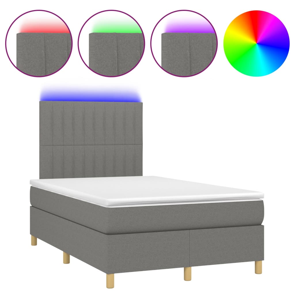 Boxspring met matras en LED stof donkergrijs 120x200 cm is nu te koop bij PeponiXL, paradijselijk wonen!