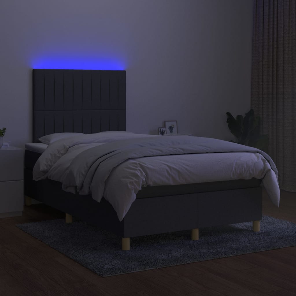 Boxspring met matras en LED stof donkergrijs 120x200 cm is nu te koop bij PeponiXL, paradijselijk wonen!