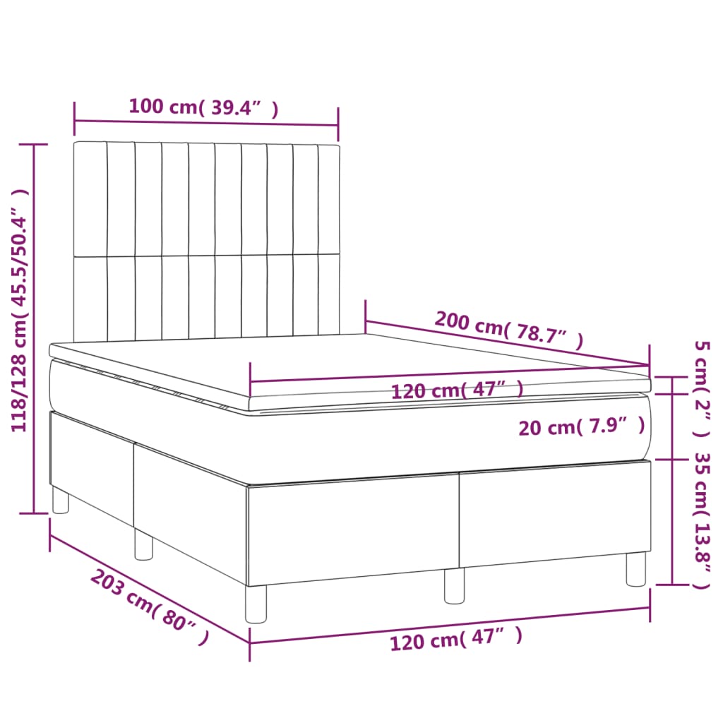Boxspring met matras en LED stof taupe 120x200 cm is nu te koop bij PeponiXL, paradijselijk wonen!