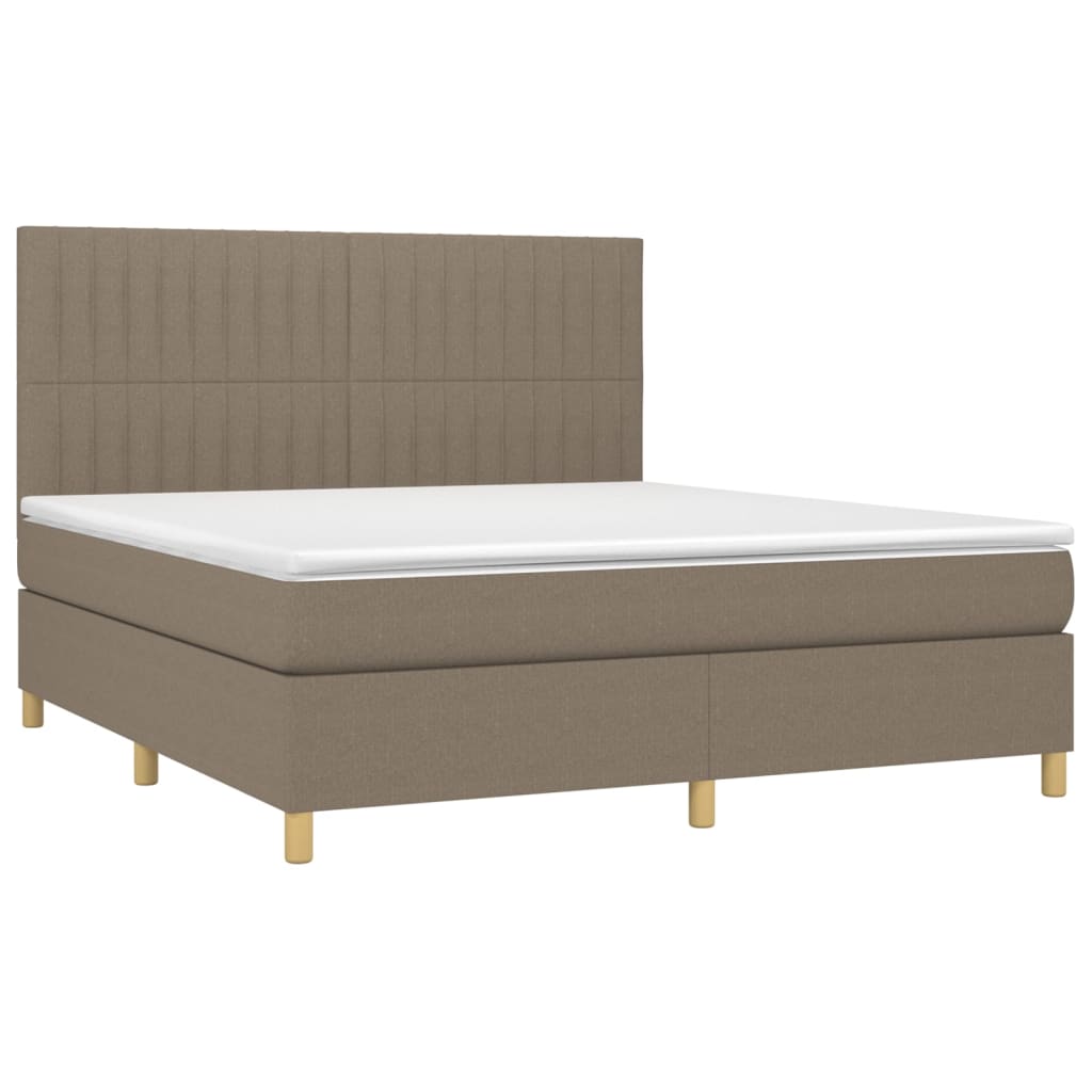 Boxspring met matras en LED stof taupe 160x200 cm is nu te koop bij PeponiXL, paradijselijk wonen!