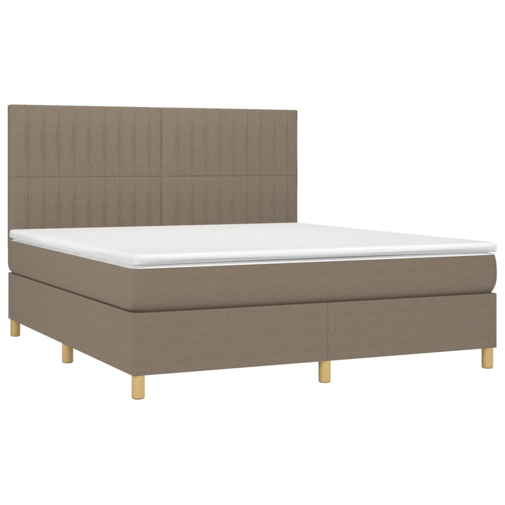 Boxspring met matras en LED stof taupe 180x200 cm is nu te koop bij PeponiXL, paradijselijk wonen!