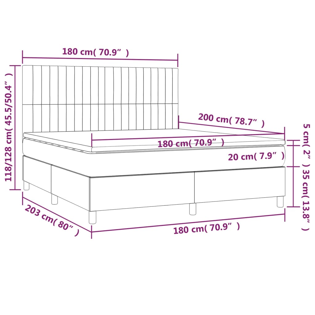 Boxspring met matras en LED stof crèmekleurig 180x200 cm is nu te koop bij PeponiXL, paradijselijk wonen!