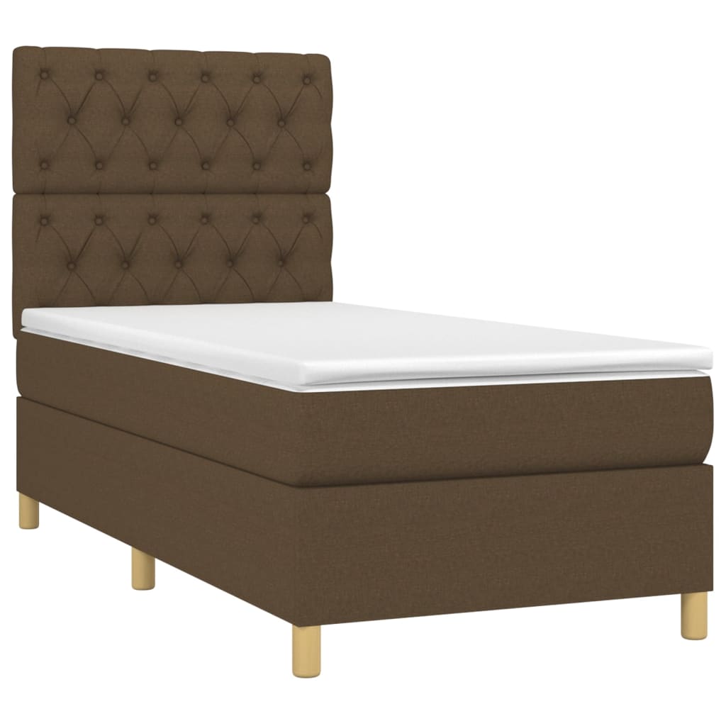 Boxspring met matras en LED stof donkerbruin 80x200 cm is nu te koop bij PeponiXL, paradijselijk wonen!