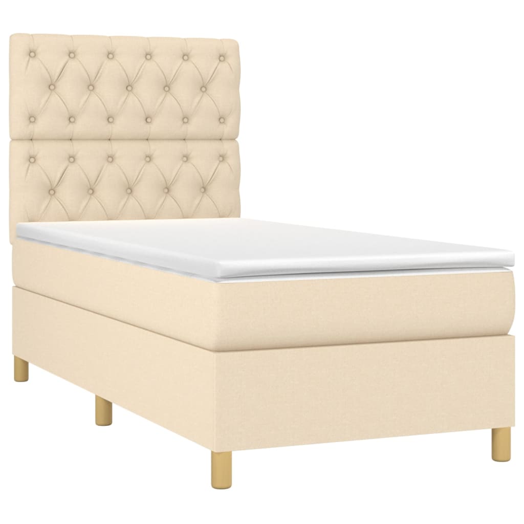 Boxspring met matras en LED stof crèmekleurig 80x200 cm is nu te koop bij PeponiXL, paradijselijk wonen!