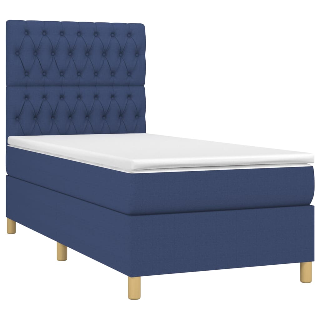 Boxspring met matras en LED stof blauw 90x190 cm is nu te koop bij PeponiXL, paradijselijk wonen!