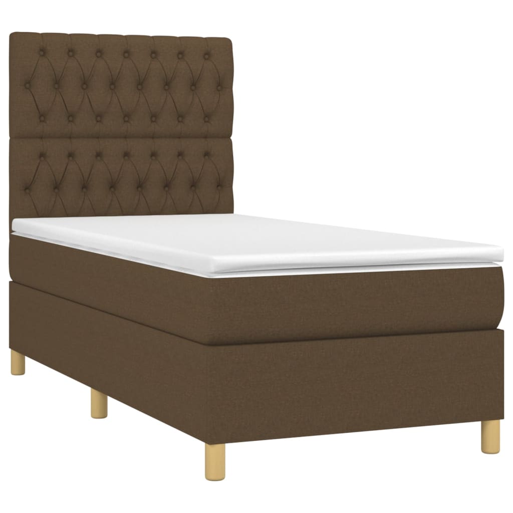 Boxspring met matras en LED stof donkerbruin 80x200 cm is nu te koop bij PeponiXL, paradijselijk wonen!