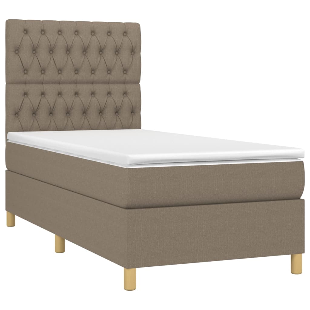Boxspring met matras en LED stof taupe 80x200 cm is nu te koop bij PeponiXL, paradijselijk wonen!