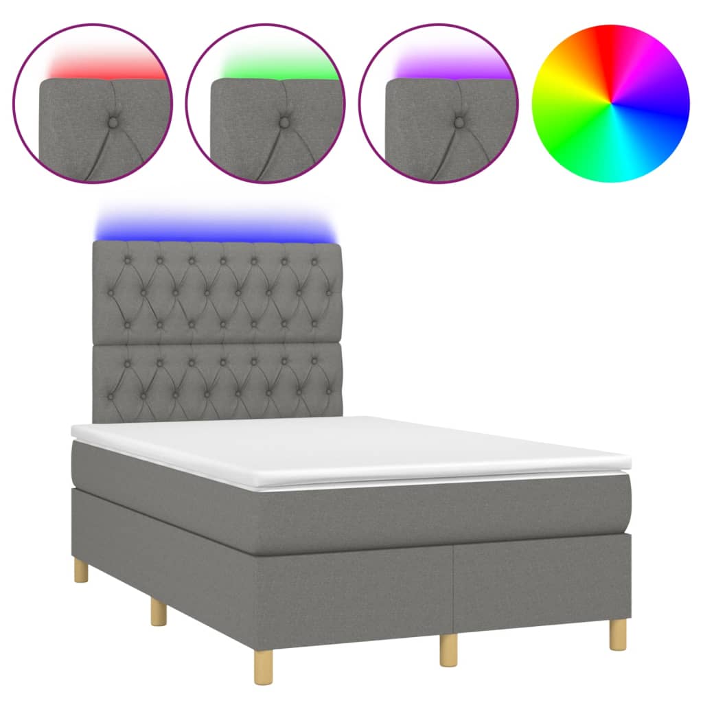 Boxspring met matras en LED stof donkergrijs 120x200 cm is nu te koop bij PeponiXL, paradijselijk wonen!