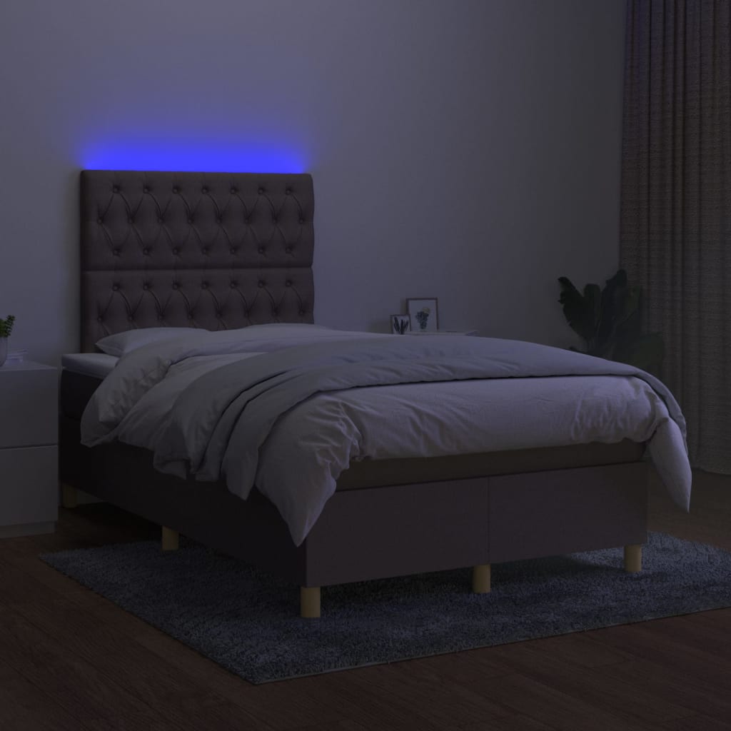 Boxspring met matras en LED stof taupe 120x200 cm is nu te koop bij PeponiXL, paradijselijk wonen!