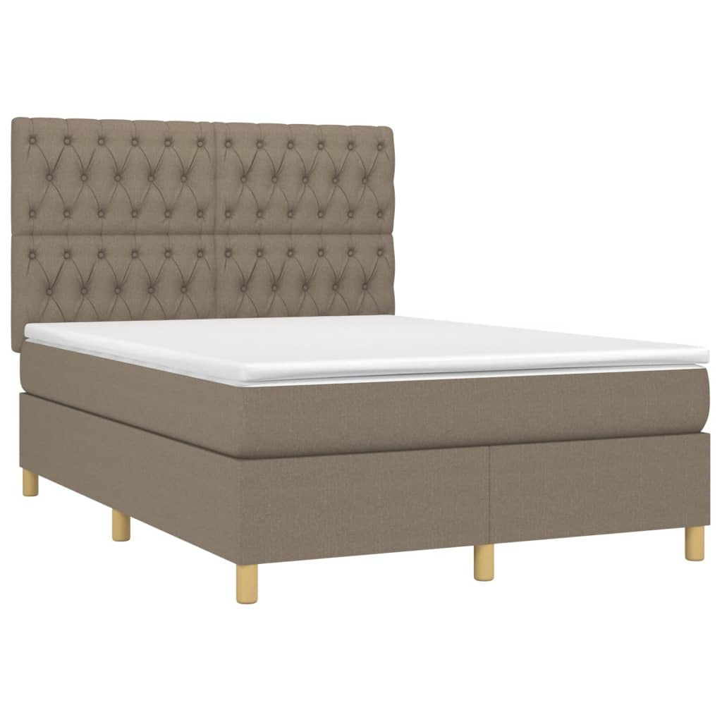 Boxspring met matras en LED stof taupe 140x200 cm is nu te koop bij PeponiXL, paradijselijk wonen!