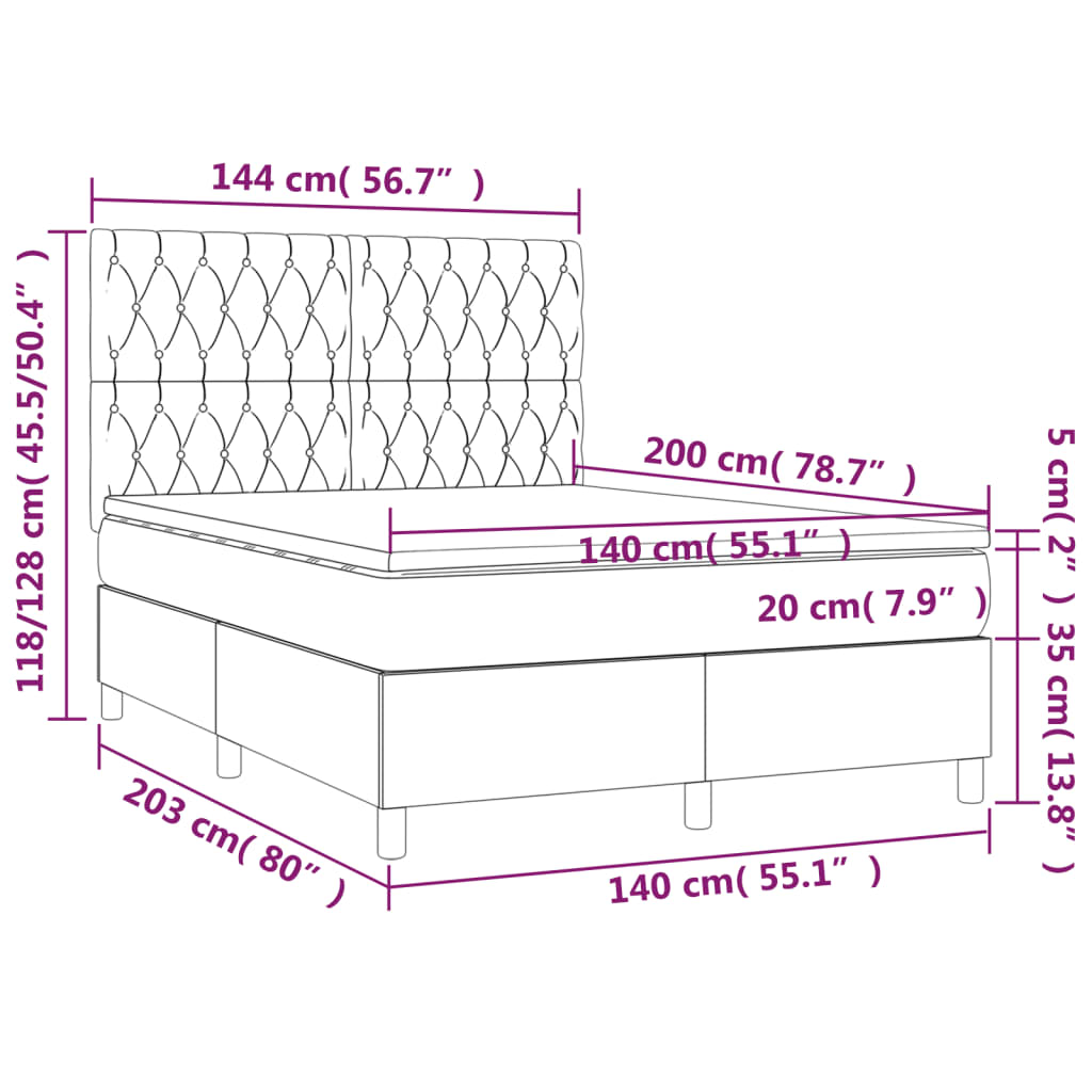 Boxspring met matras en LED stof taupe 140x200 cm is nu te koop bij PeponiXL, paradijselijk wonen!