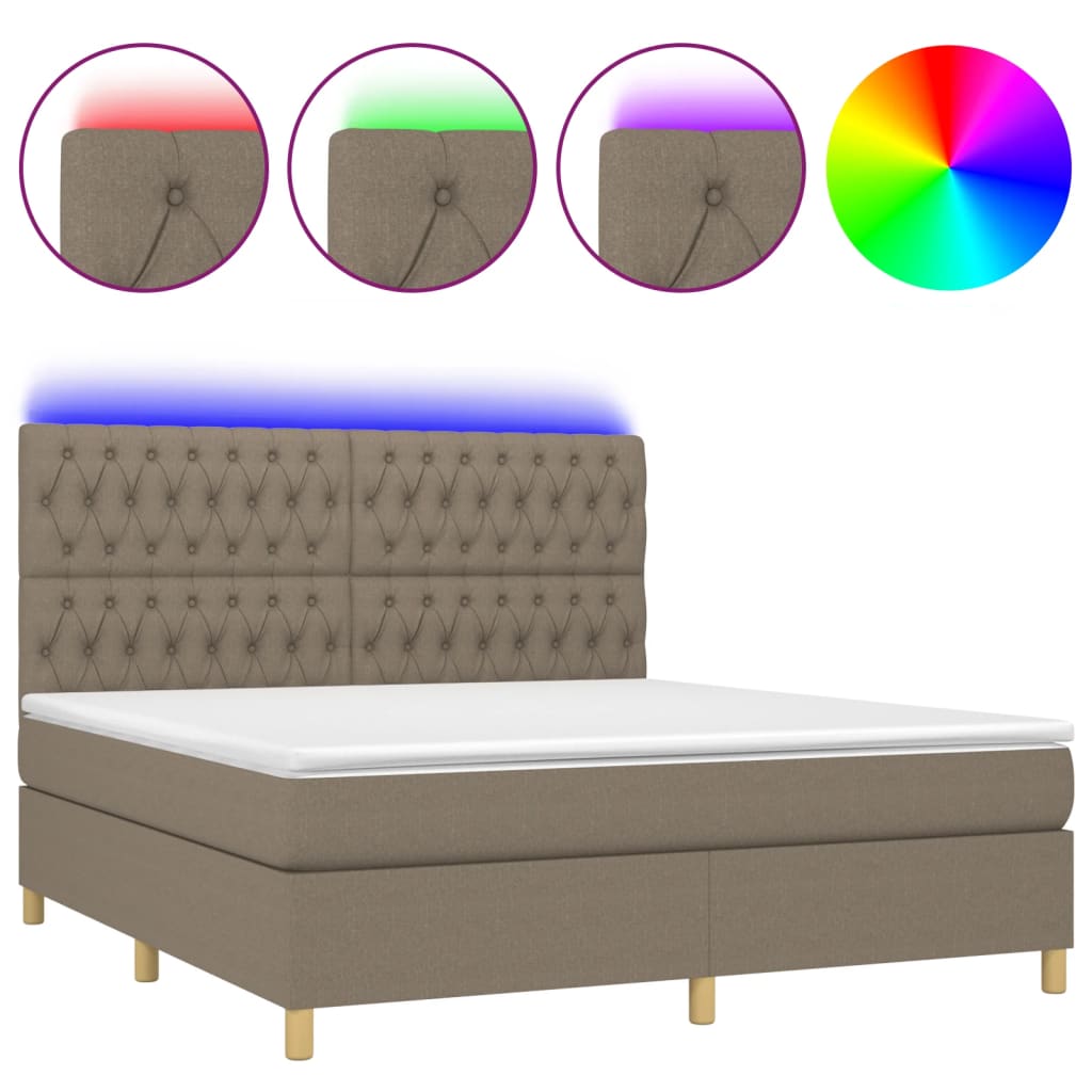 Boxspring met matras en LED stof taupe 160x200 cm is nu te koop bij PeponiXL, paradijselijk wonen!