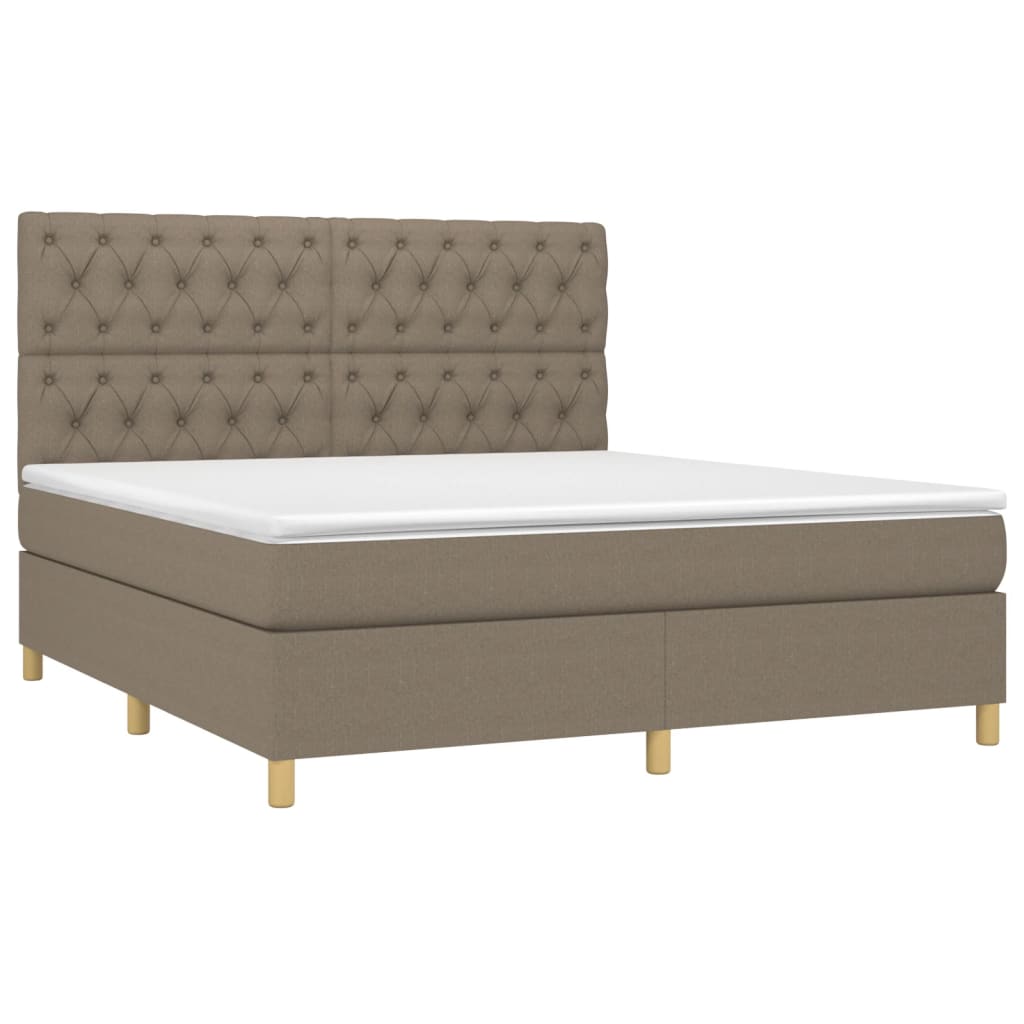 Boxspring met matras en LED stof taupe 160x200 cm is nu te koop bij PeponiXL, paradijselijk wonen!