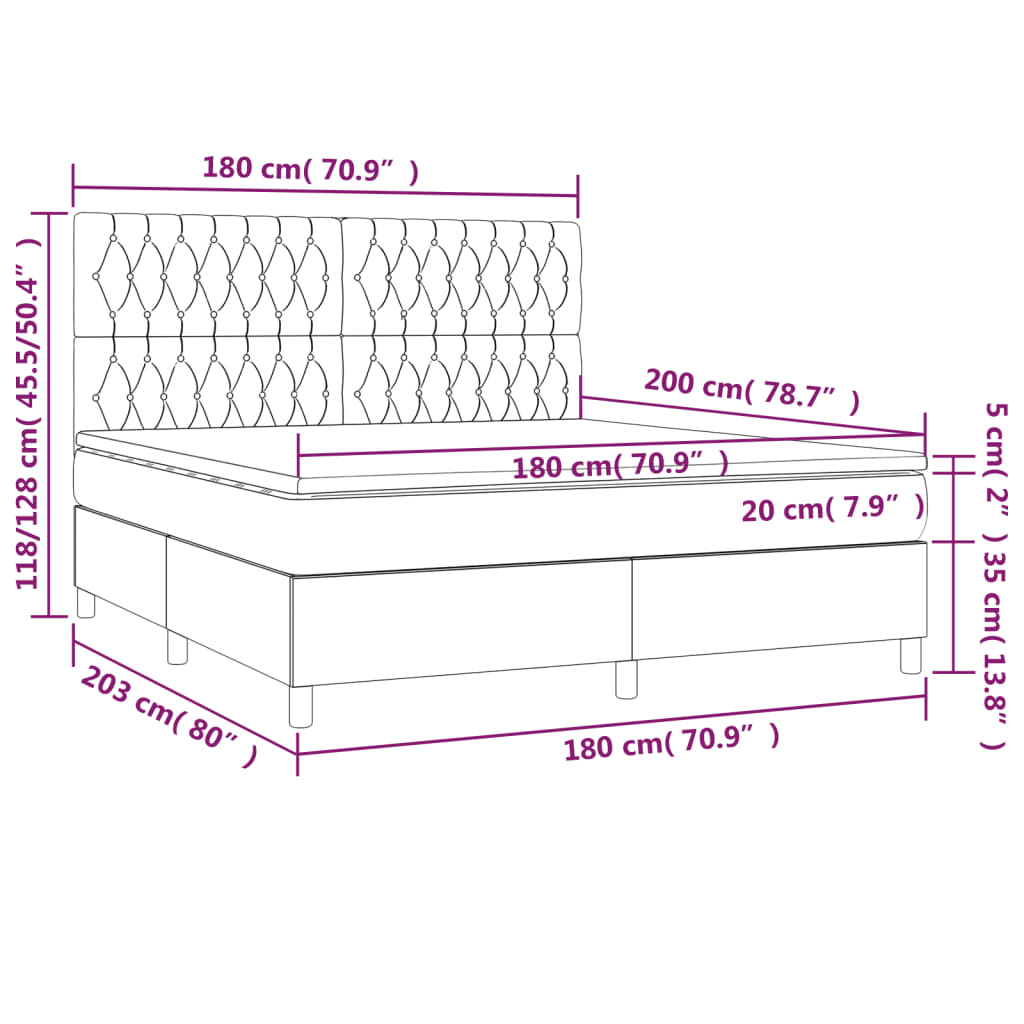 Boxspring met matras en LED stof taupe 180x200 cm is nu te koop bij PeponiXL, paradijselijk wonen!