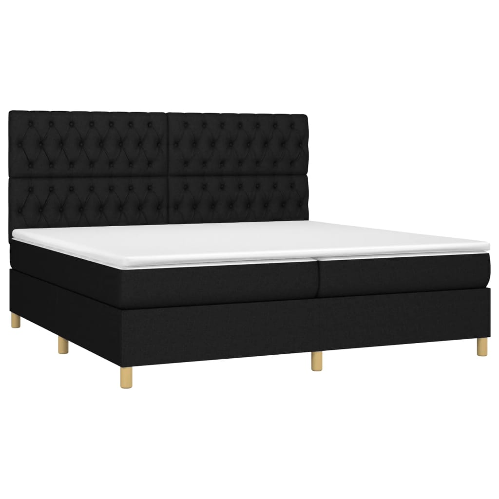 Boxspring met matras en LED stof zwart 200x200 cm is nu te koop bij PeponiXL, paradijselijk wonen!