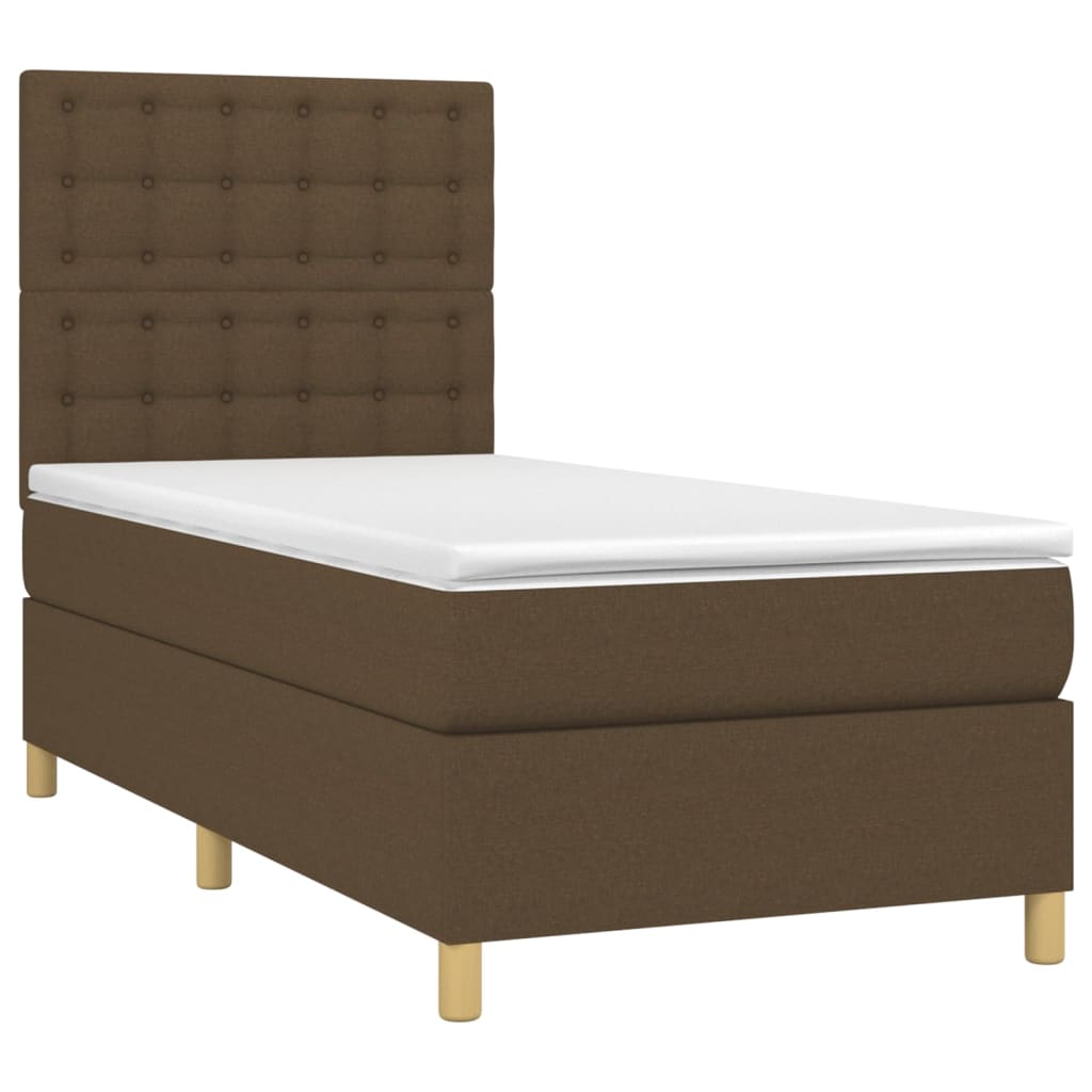 Boxspring met matras en LED stof donkerbruin 80x200 cm is nu te koop bij PeponiXL, paradijselijk wonen!