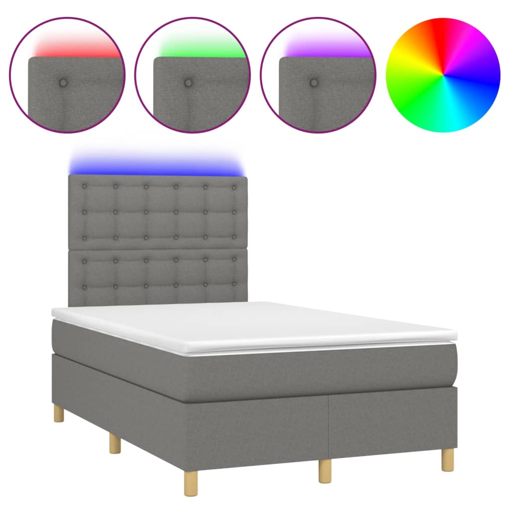 Boxspring met matras en LED stof donkergrijs 120x200 cm is nu te koop bij PeponiXL, paradijselijk wonen!