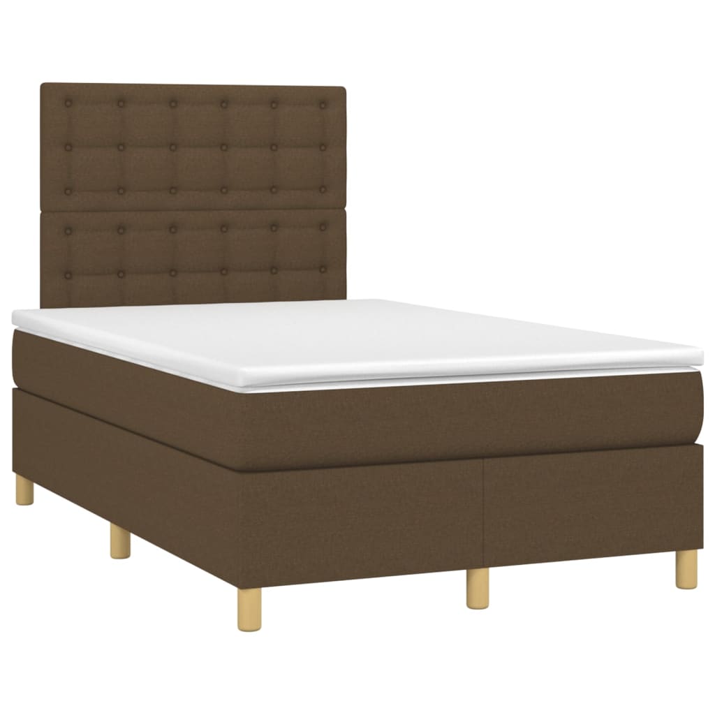 Boxspring met matras en LED stof donkerbruin 120x200 cm is nu te koop bij PeponiXL, paradijselijk wonen!