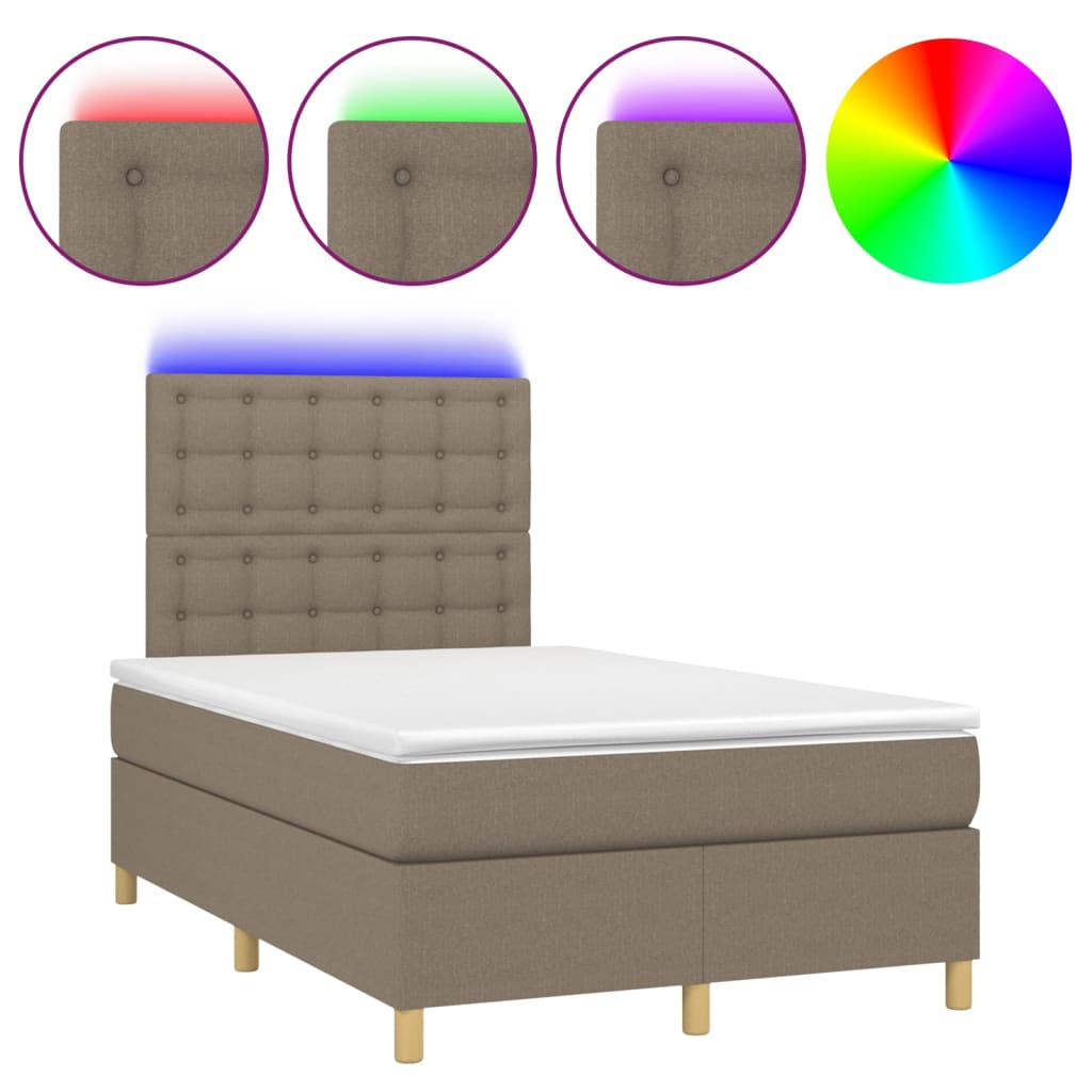 Boxspring met matras en LED stof taupe 120x200 cm is nu te koop bij PeponiXL, paradijselijk wonen!
