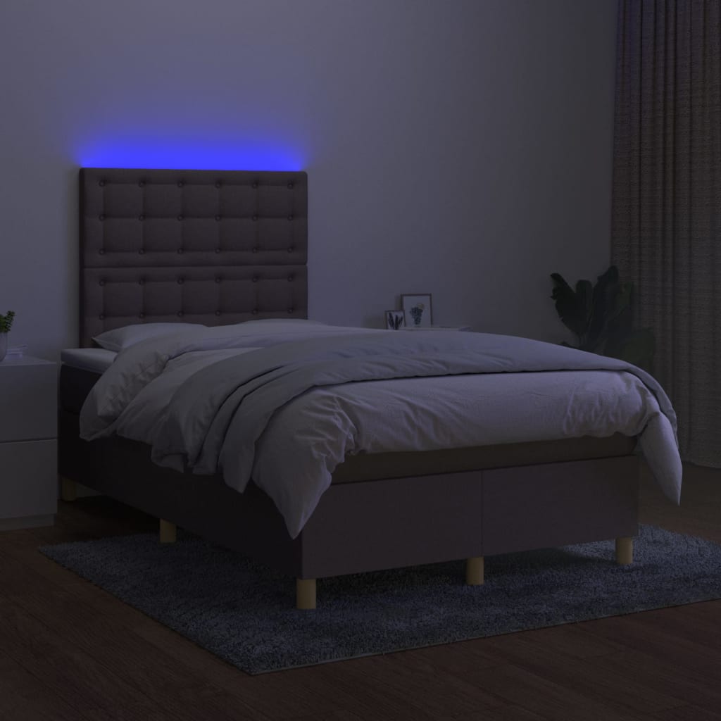 Boxspring met matras en LED stof taupe 120x200 cm is nu te koop bij PeponiXL, paradijselijk wonen!
