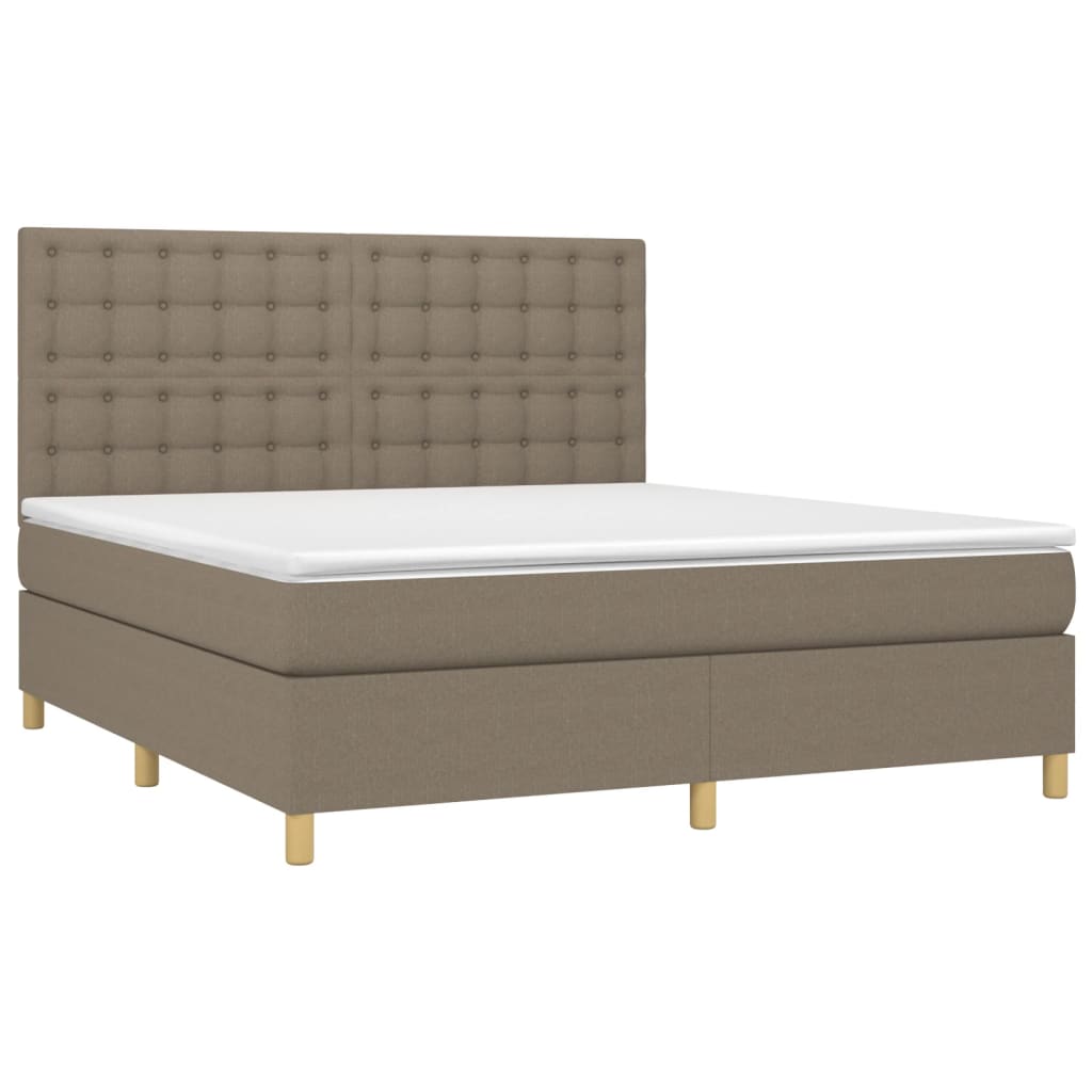 Boxspring met matras en LED stof taupe 160x200 cm is nu te koop bij PeponiXL, paradijselijk wonen!