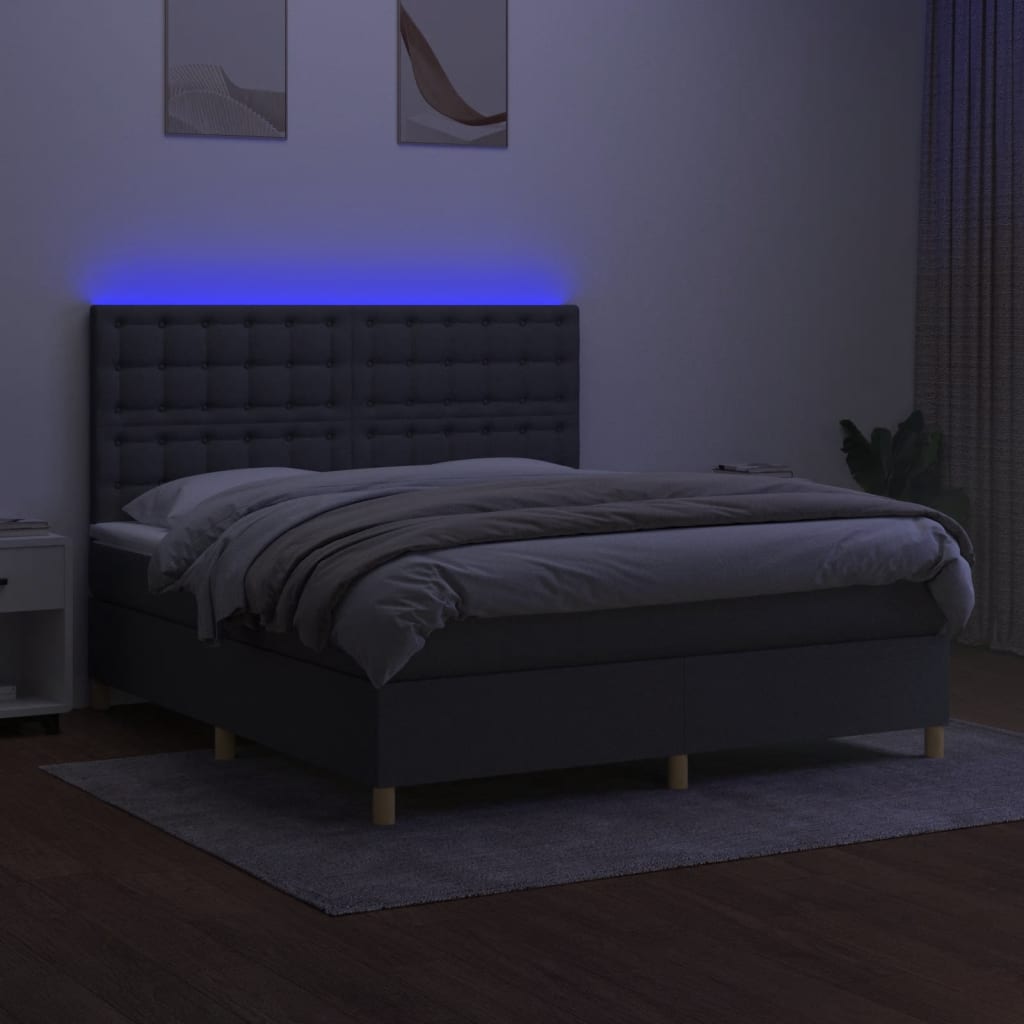 Boxspring met matras en LED stof donkergrijs 180x200 cm is nu te koop bij PeponiXL, paradijselijk wonen!