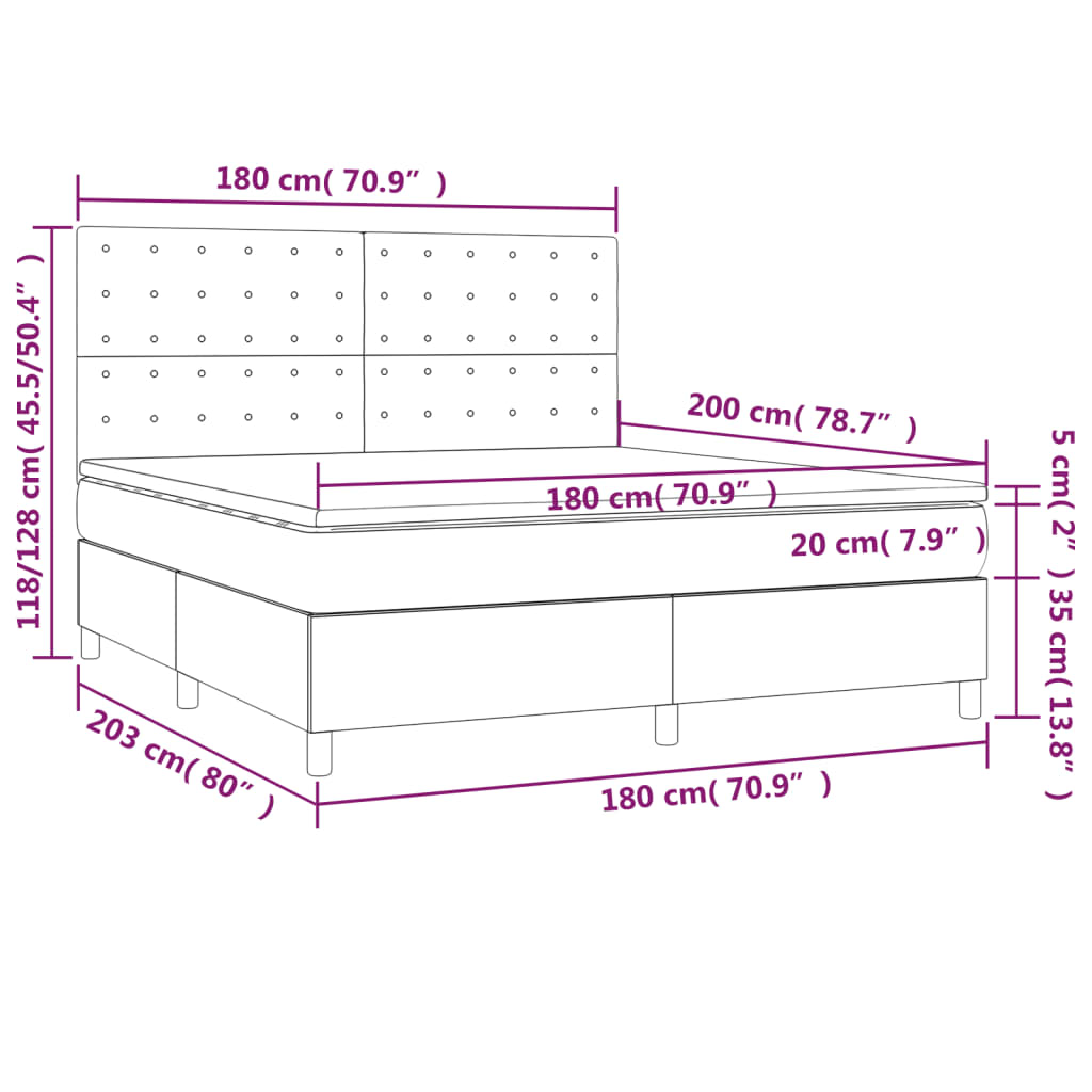 Boxspring met matras en LED stof taupe 180x200 cm is nu te koop bij PeponiXL, paradijselijk wonen!