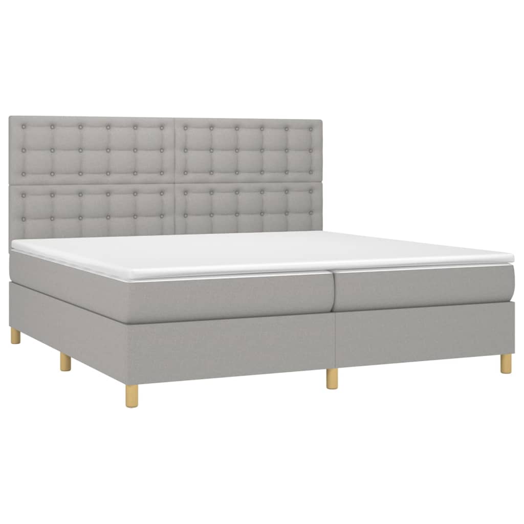 Boxspring met matras en LED stof lichtgrijs 200x200 cm is nu te koop bij PeponiXL, paradijselijk wonen!