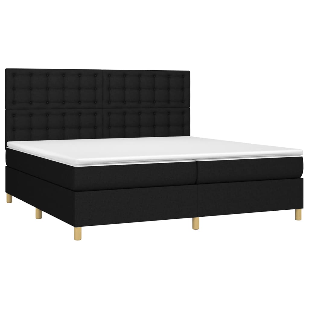 Boxspring met matras en LED stof zwart 200x200 cm is nu te koop bij PeponiXL, paradijselijk wonen!