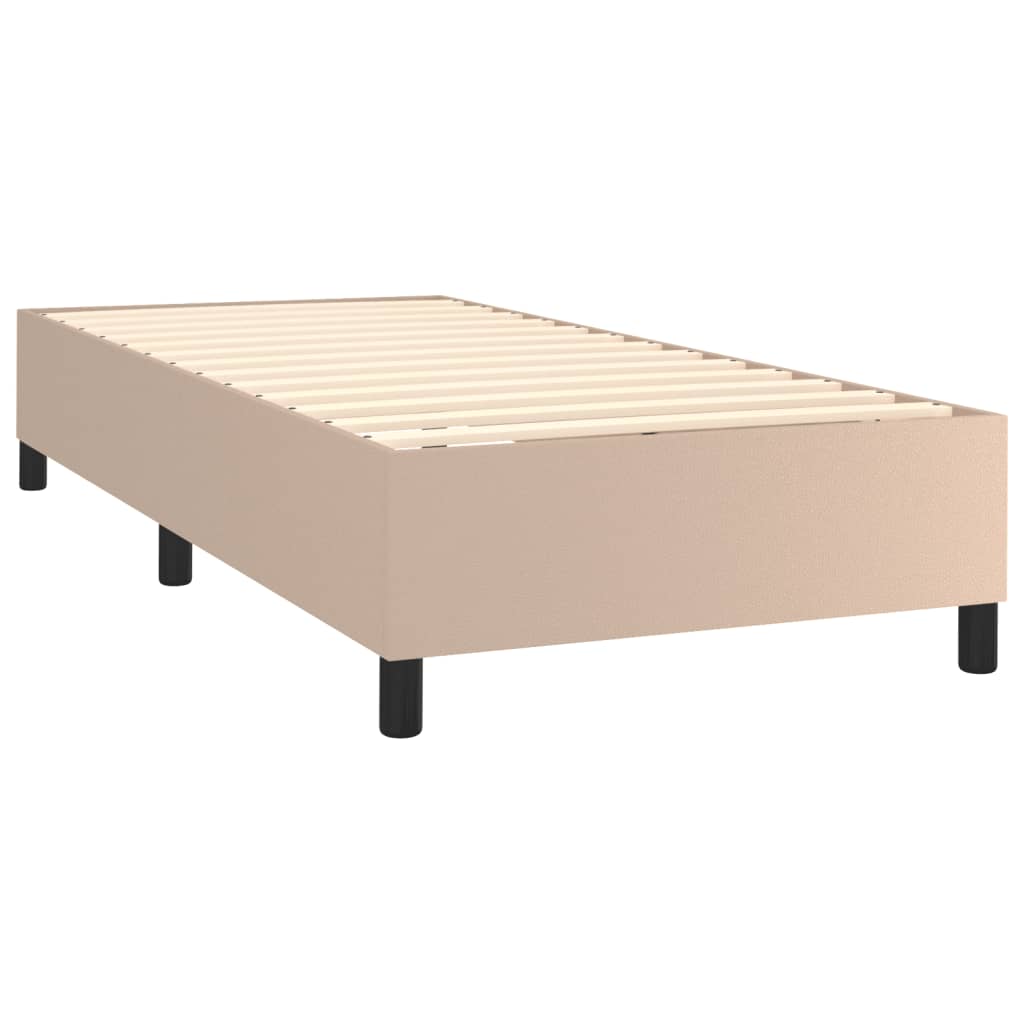 Boxspring met matras en LED kunstleer cappuccinokleur 90x200 cm is nu te koop bij PeponiXL, paradijselijk wonen!