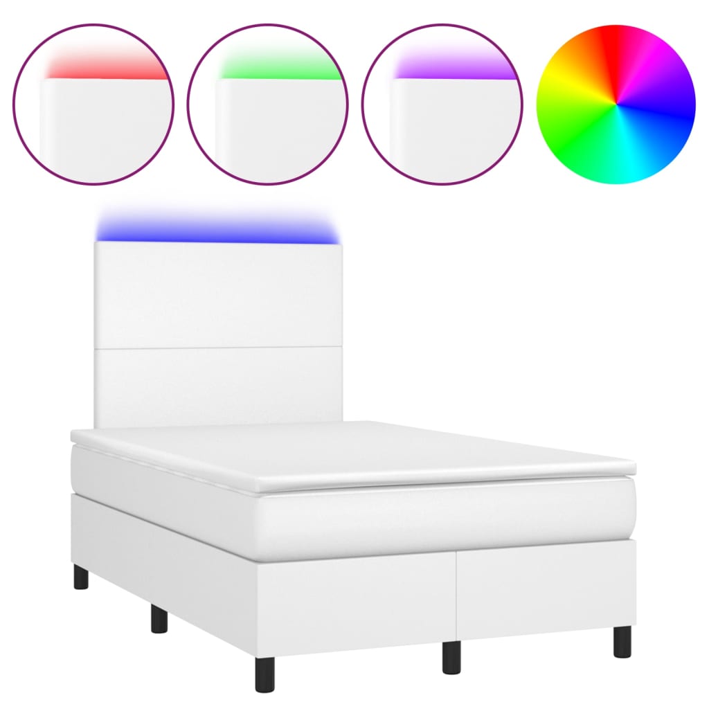 Boxspring met matras en LED kunstleer wit 120x200 cm is nu te koop bij PeponiXL, paradijselijk wonen!