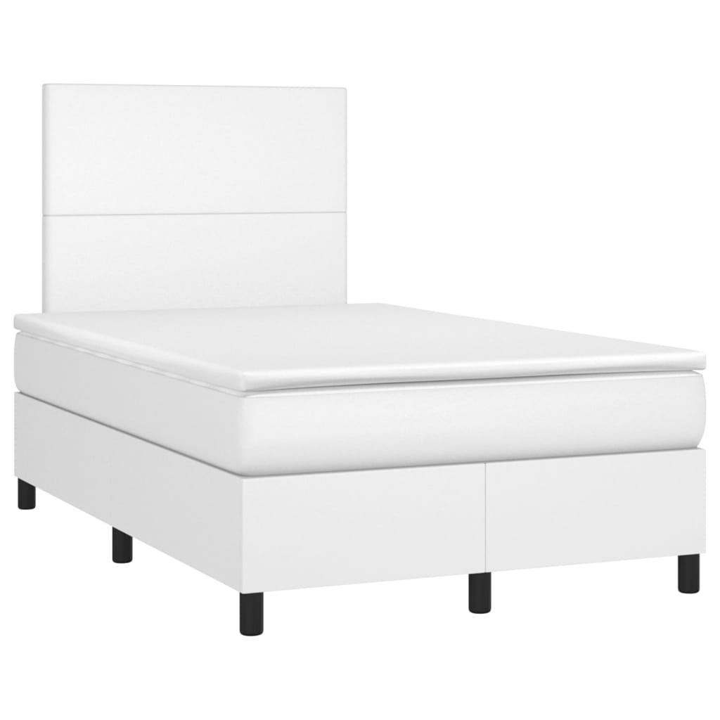 Boxspring met matras en LED kunstleer wit 120x200 cm is nu te koop bij PeponiXL, paradijselijk wonen!