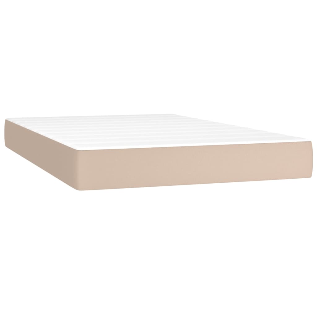 Boxspring met matras en LED kunstleer cappuccinokleur 120x200cm is nu te koop bij PeponiXL, paradijselijk wonen!