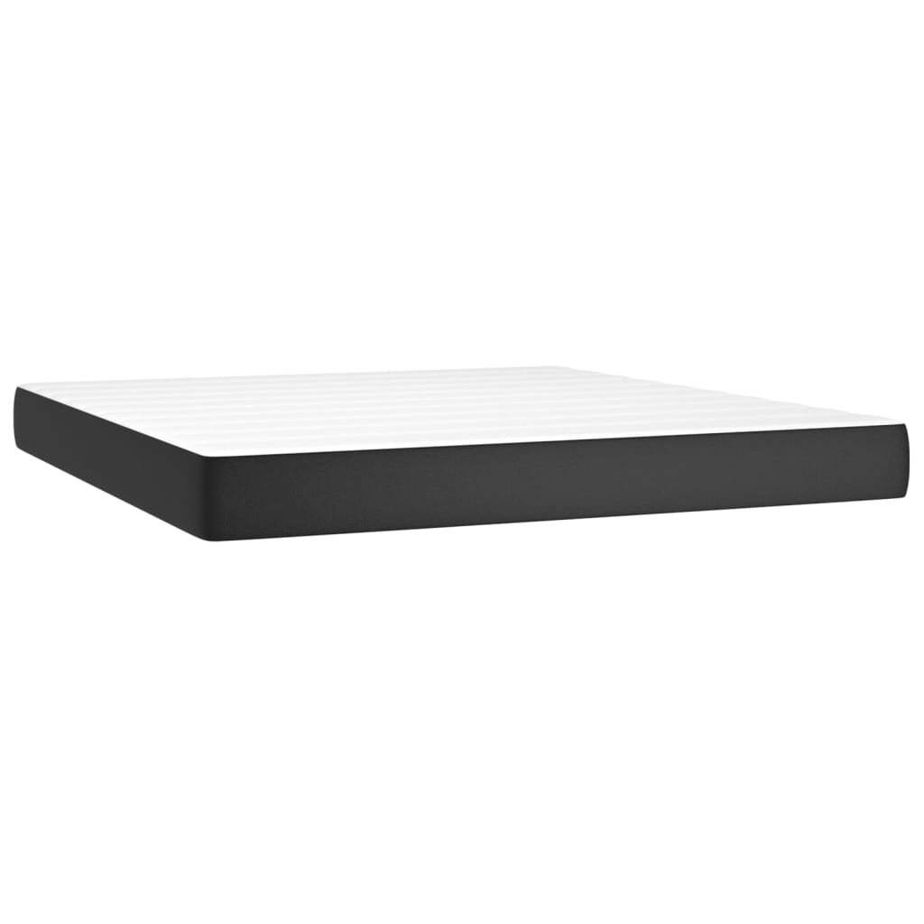 Boxspring met matras en LED kunstleer zwart 180x200 cm is nu te koop bij PeponiXL, paradijselijk wonen!