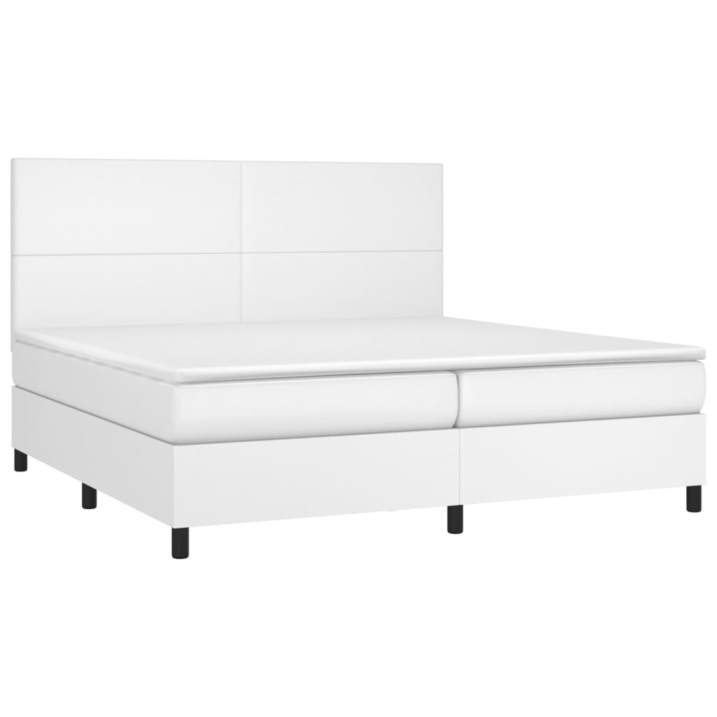 Boxspring met matras en LED kunstleer wit 200x200 cm is nu te koop bij PeponiXL, paradijselijk wonen!
