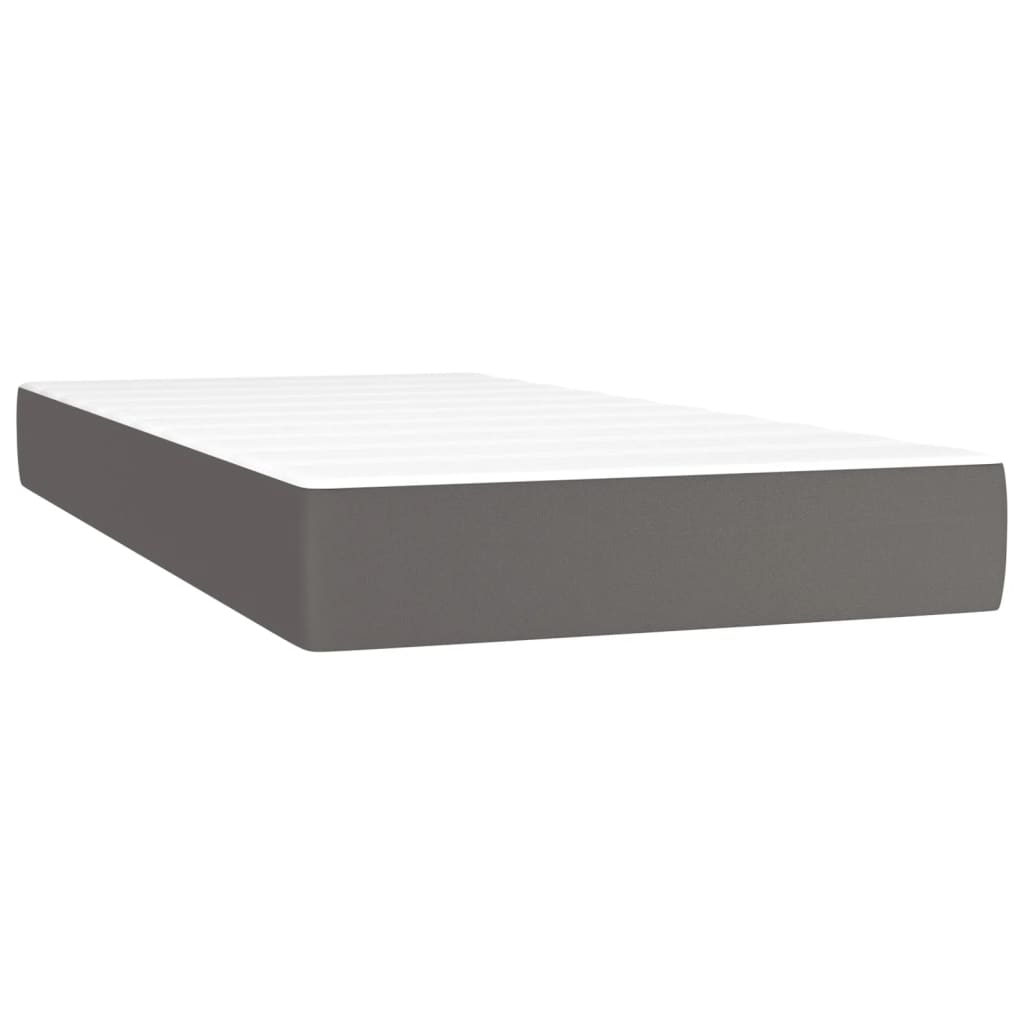 Boxspring met matras en LED kunstleer grijs 200x200 cm is nu te koop bij PeponiXL, paradijselijk wonen!