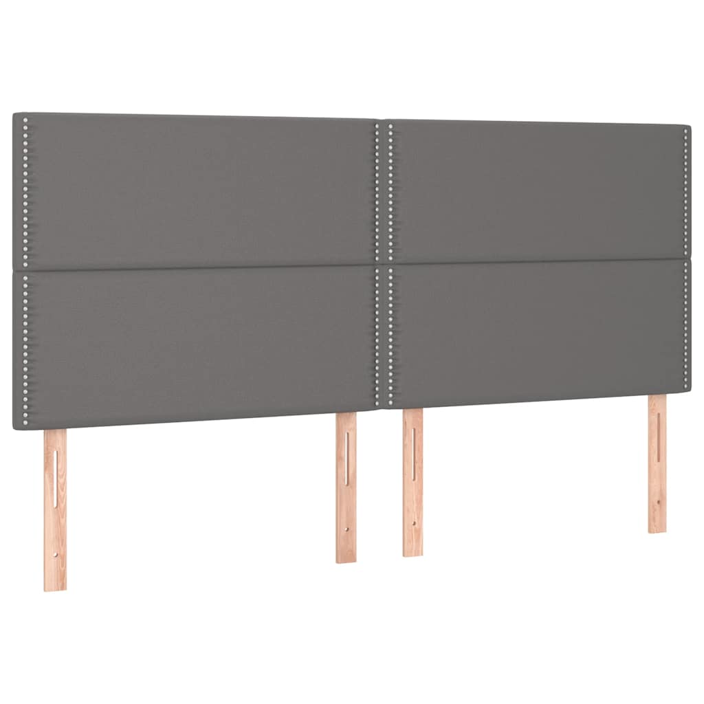 Boxspring met matras en LED kunstleer grijs 200x200 cm is nu te koop bij PeponiXL, paradijselijk wonen!