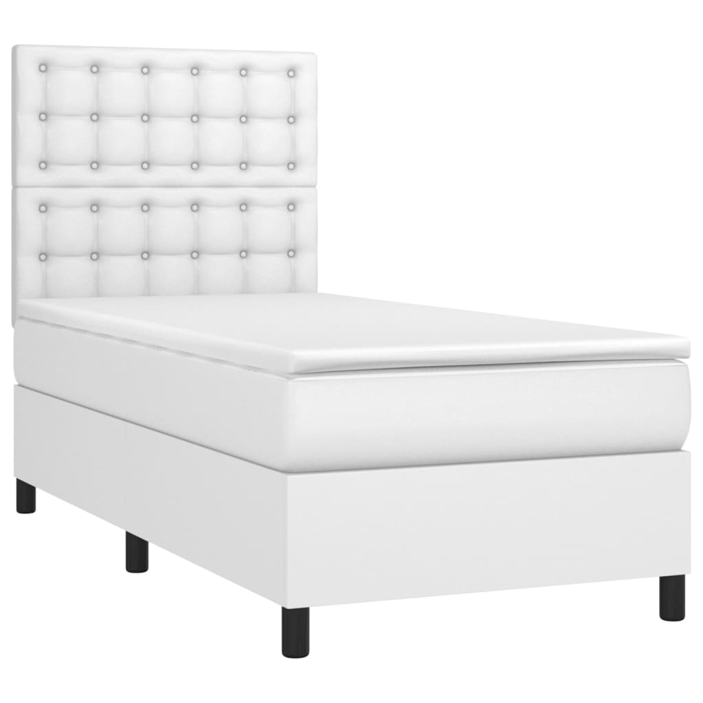 Boxspring met matras en LED kunstleer wit 80x200 cm is nu te koop bij PeponiXL, paradijselijk wonen!