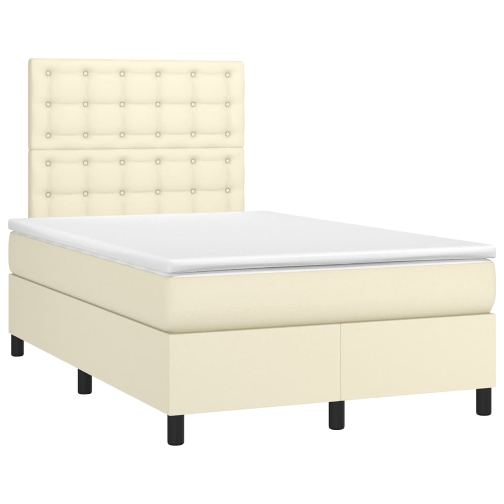 Boxspring met matras en LED kunstleer crèmekleurig 120x200 cm is nu te koop bij PeponiXL, paradijselijk wonen!