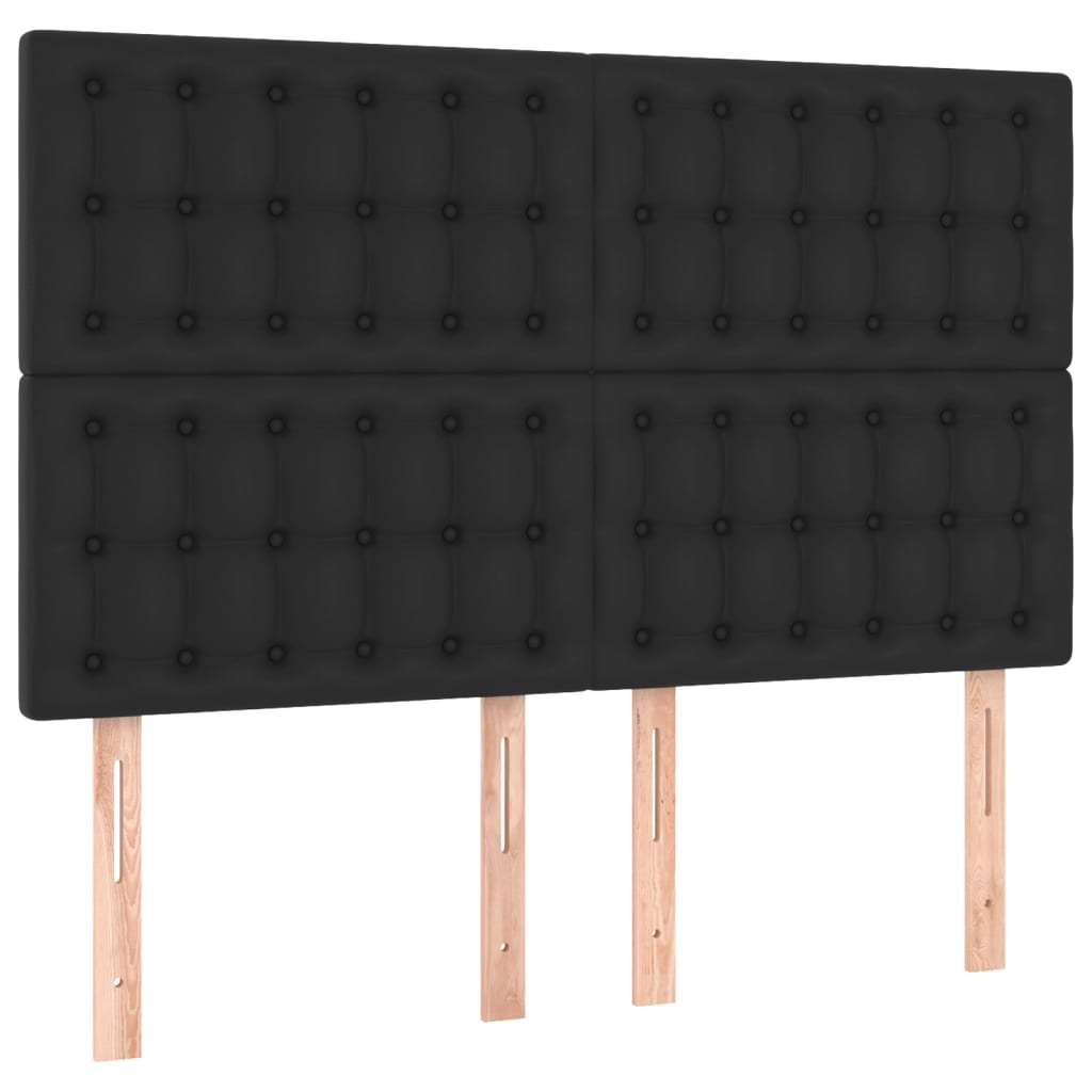 Boxspring met matras en LED kunstleer zwart 140x190 cm is nu te koop bij PeponiXL, paradijselijk wonen!