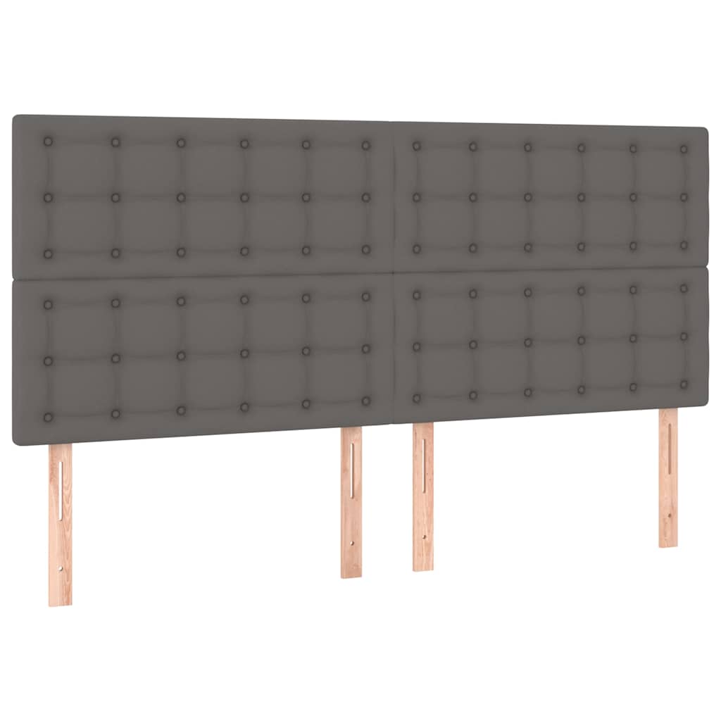 Boxspring met matras en LED kunstleer grijs 180x200 cm is nu te koop bij PeponiXL, paradijselijk wonen!