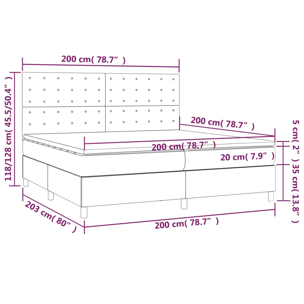Boxspring met matras en LED kunstleer wit 200x200 cm is nu te koop bij PeponiXL, paradijselijk wonen!