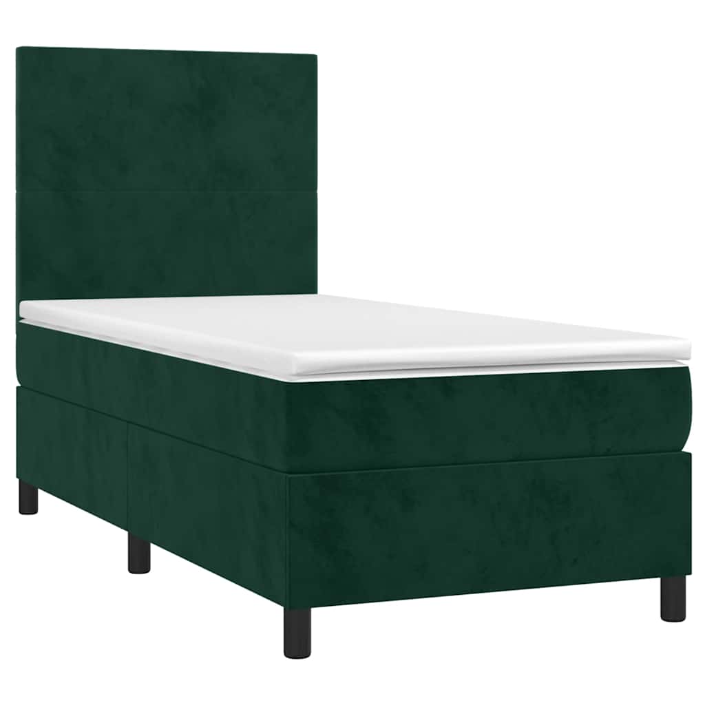 Boxspring met matras en LED fluweel donkergroen 80x200 cm is nu te koop bij PeponiXL, paradijselijk wonen!
