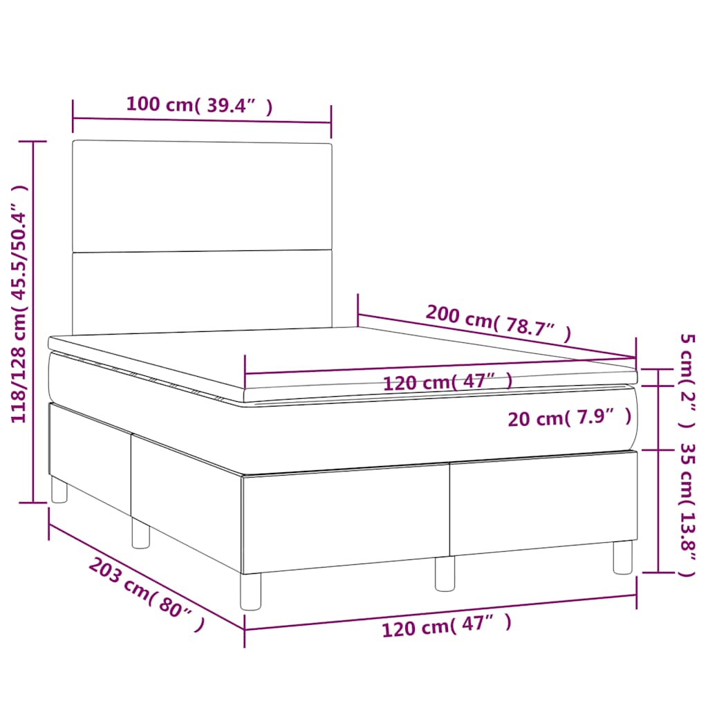Boxspring met matras en LED fluweel donkerblauw 120x200 cm is nu te koop bij PeponiXL, paradijselijk wonen!
