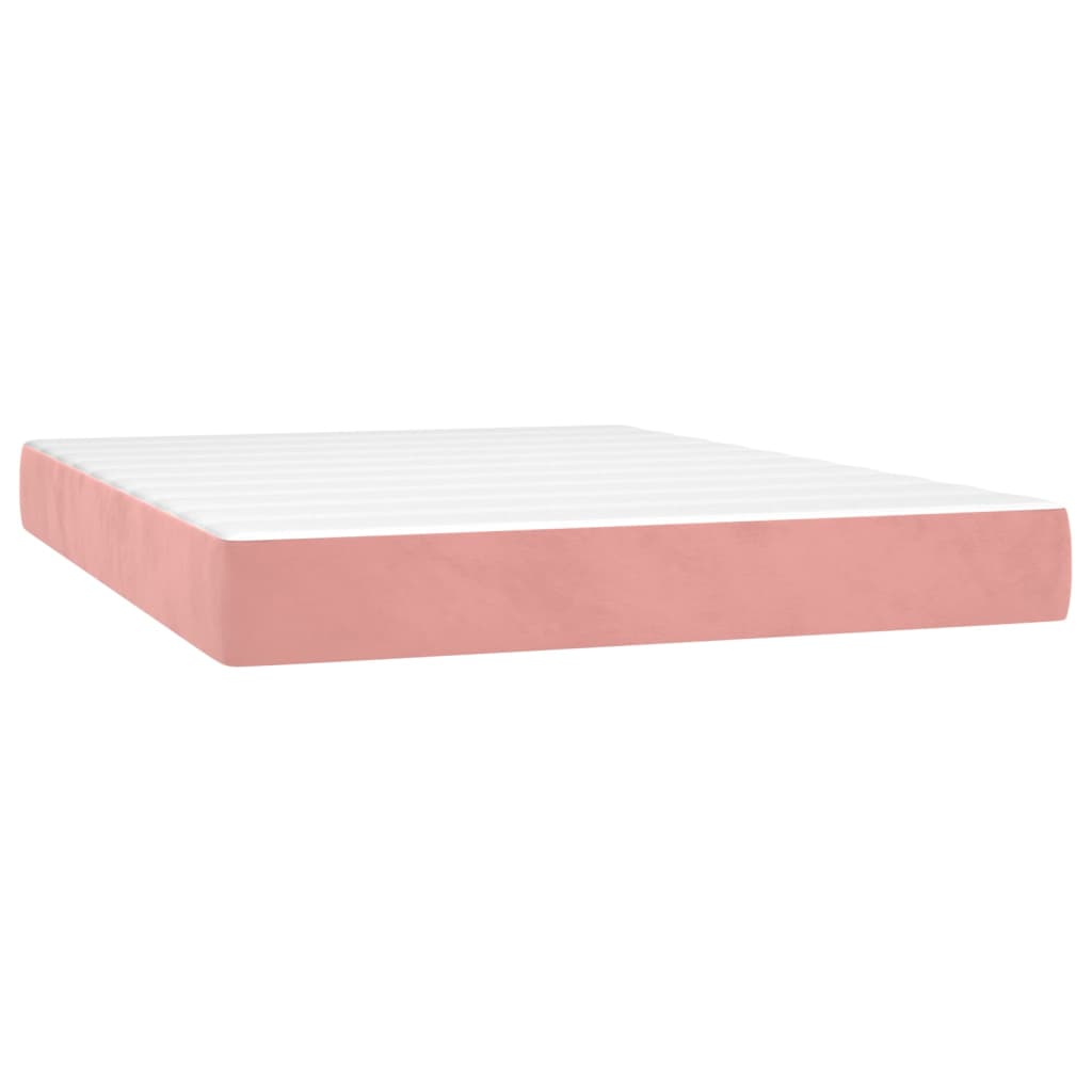 Boxspring met matras en LED fluweel roze 140x200 cm is nu te koop bij PeponiXL, paradijselijk wonen!