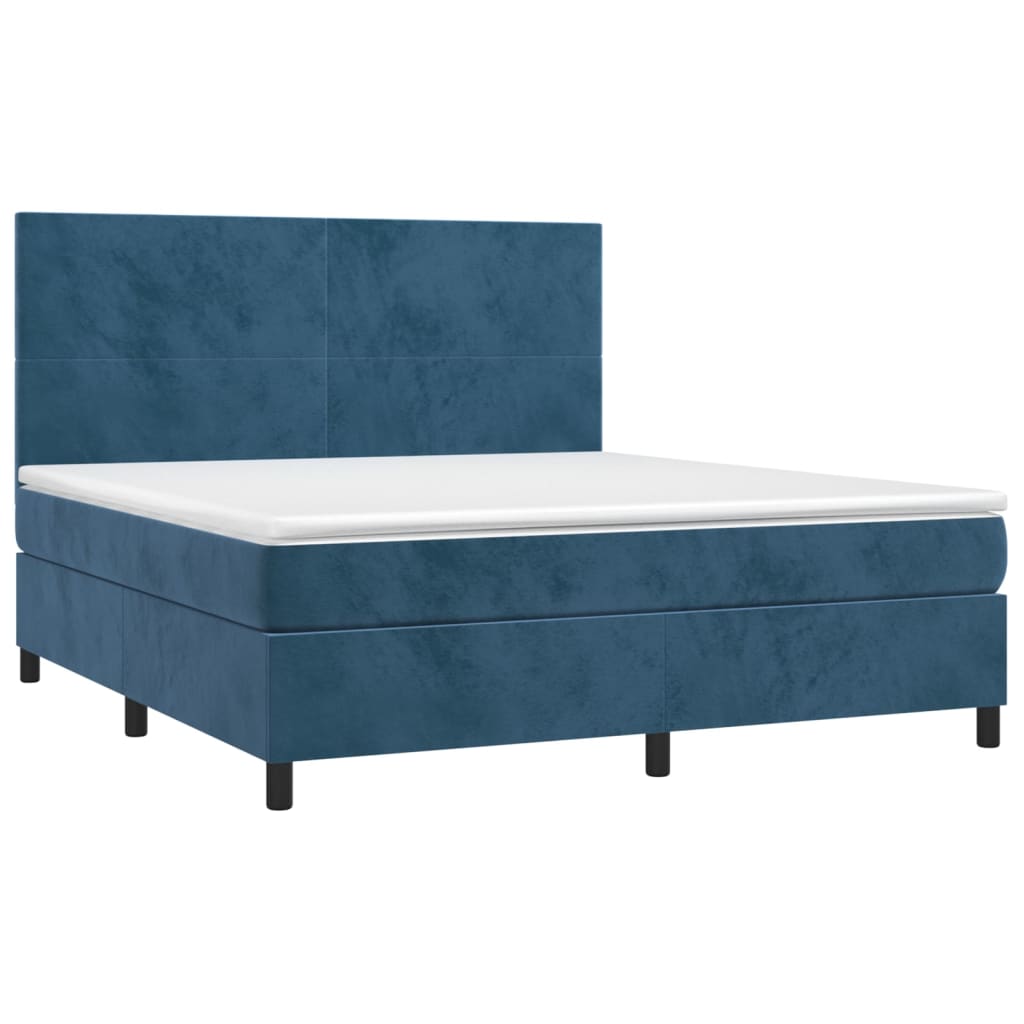 Boxspring met matras en LED fluweel donkerblauw 180x200 cm is nu te koop bij PeponiXL, paradijselijk wonen!