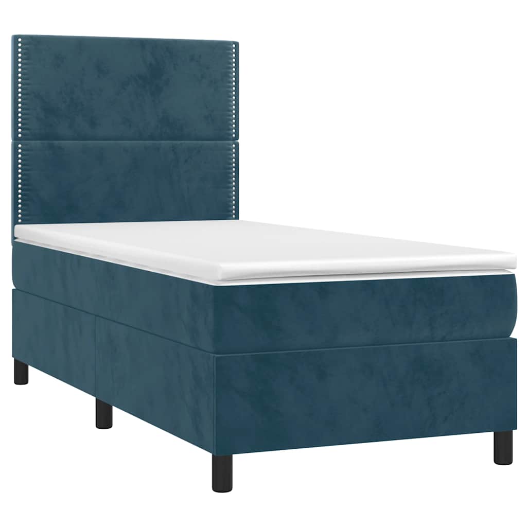Boxspring met matras en LED fluweel donkerblauw 90x190 cm is nu te koop bij PeponiXL, paradijselijk wonen!
