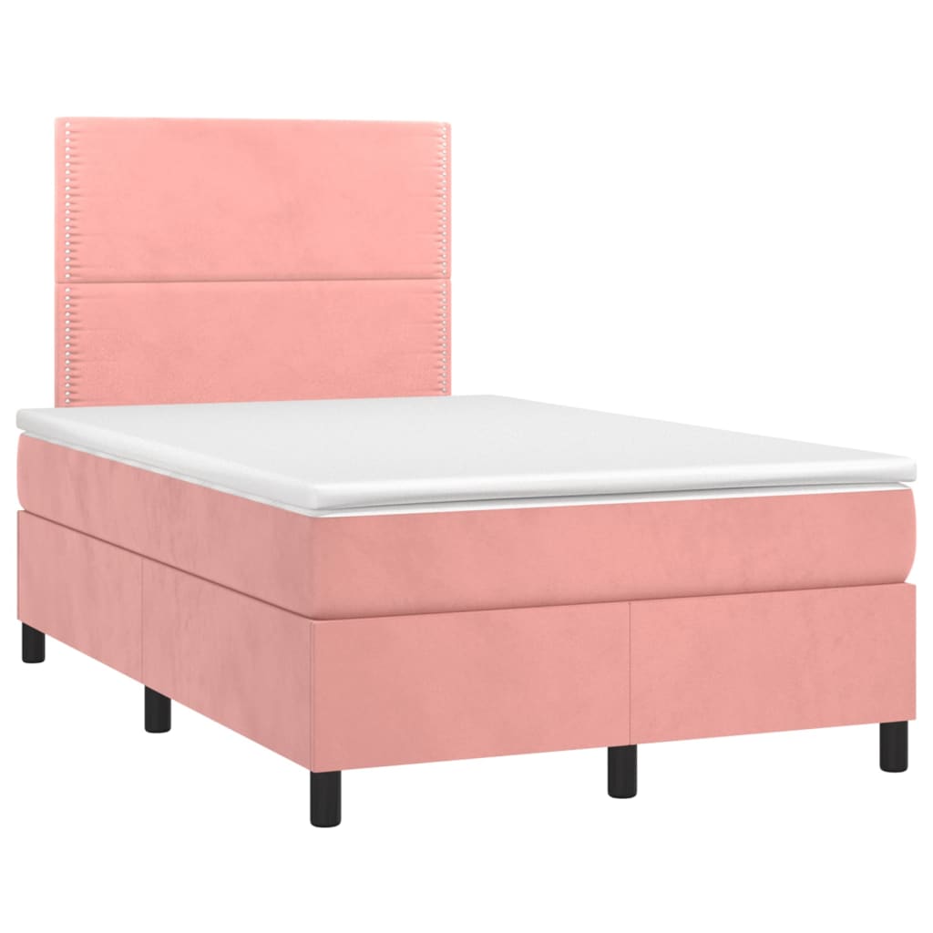 Boxspring met matras en LED fluweel roze 120x200 cm is nu te koop bij PeponiXL, paradijselijk wonen!