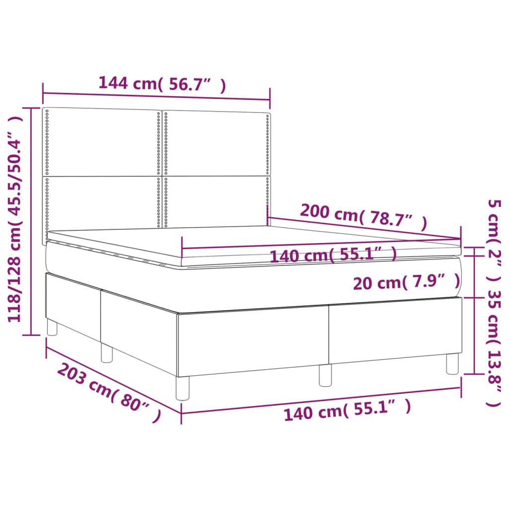 Boxspring met matras en LED fluweel lichtgrijs 140x200 cm is nu te koop bij PeponiXL, paradijselijk wonen!